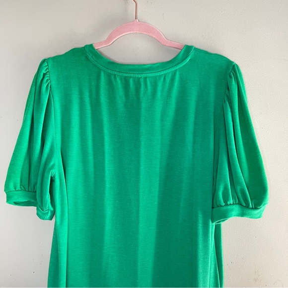 CROWN & IVY Kelly Green Ombré Short Puff Sleeve Top, XL - Picture 5 of 9